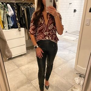 BCBGMAXAZRIA Two-Tone Ruffled Top